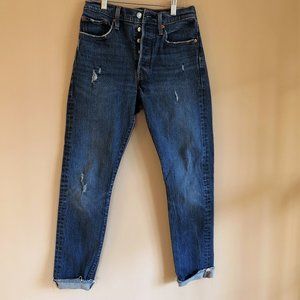 Levi's 501 jeans skinny button fly straigh leg frayed hem hi rise W27 L30
